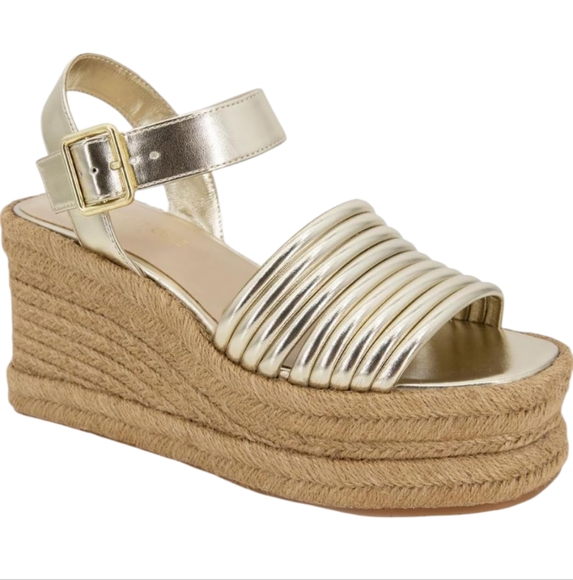 Kenneth Cole Women's Shelby Wedge Gold Metallic Sandals...Size 7.5 - Picture 1 of 8